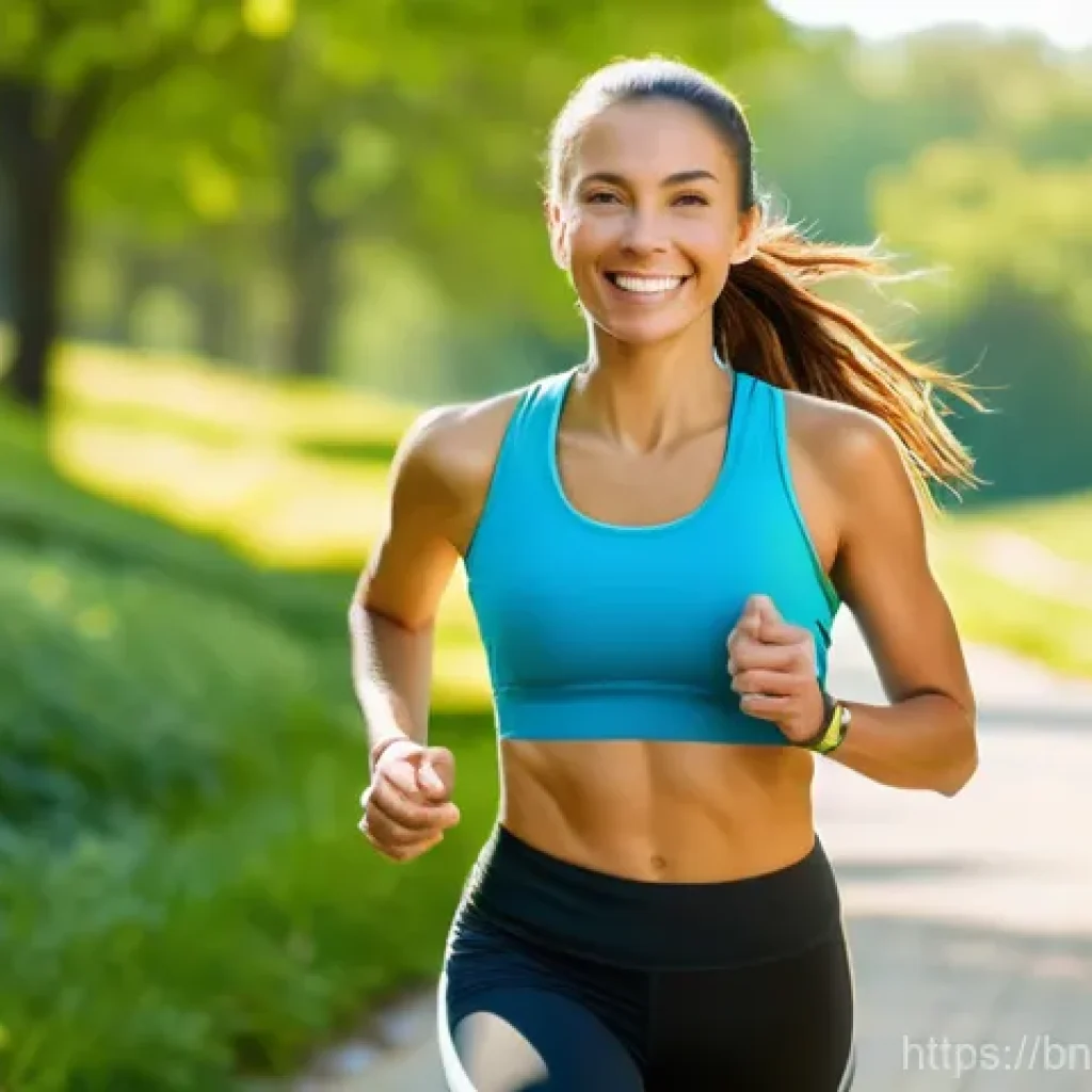 블루 운동 처방의 최적 운동 빈도 - Vibrant Morning Jog in the Park**
A fit young adult woman, in her mid-20s, with a radiant smile, jog...