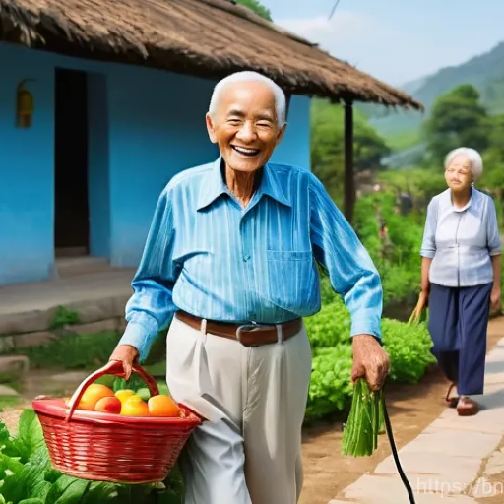 블루 운동 처방과 연령별 운동 특성 - **Prompt:** A vibrant, sunny scene depicting a group of cheerful elderly individuals (around 70-90 y...