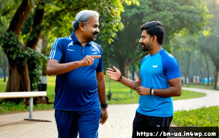 블루 운동 처방을 위한 실천 사례 - Photorealistic lifestyle scene of a middle-aged Bengali man in modest blue athletic clothing, wearin...